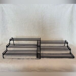 Black Metal Mesh Spice Rack Shelf Organizer